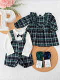 Conjunto xadrez verde menino 6-12-18M