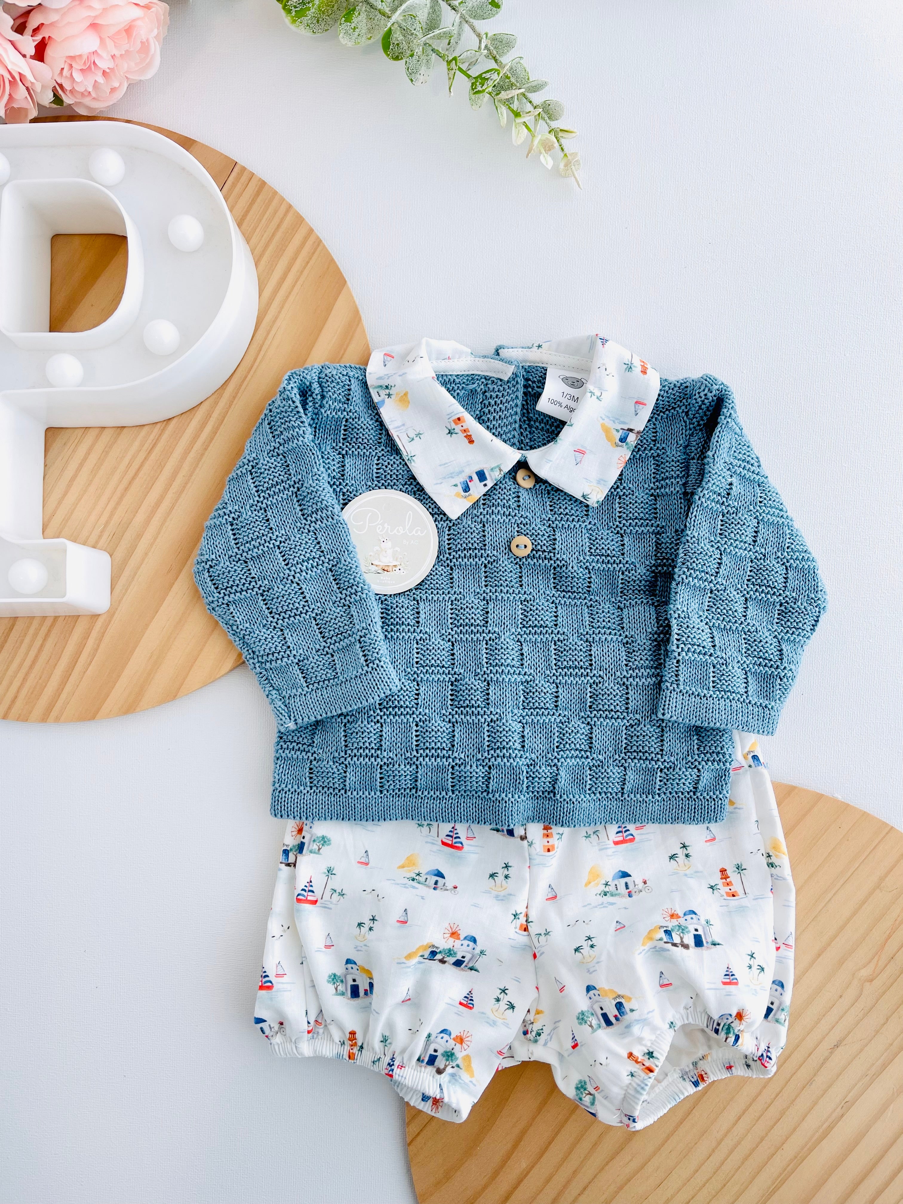Conjunto barcos: Camisola e calções - Primavera Verão