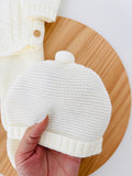 Conjunto pérola : camisola, calças e gorro Outono/Inverno