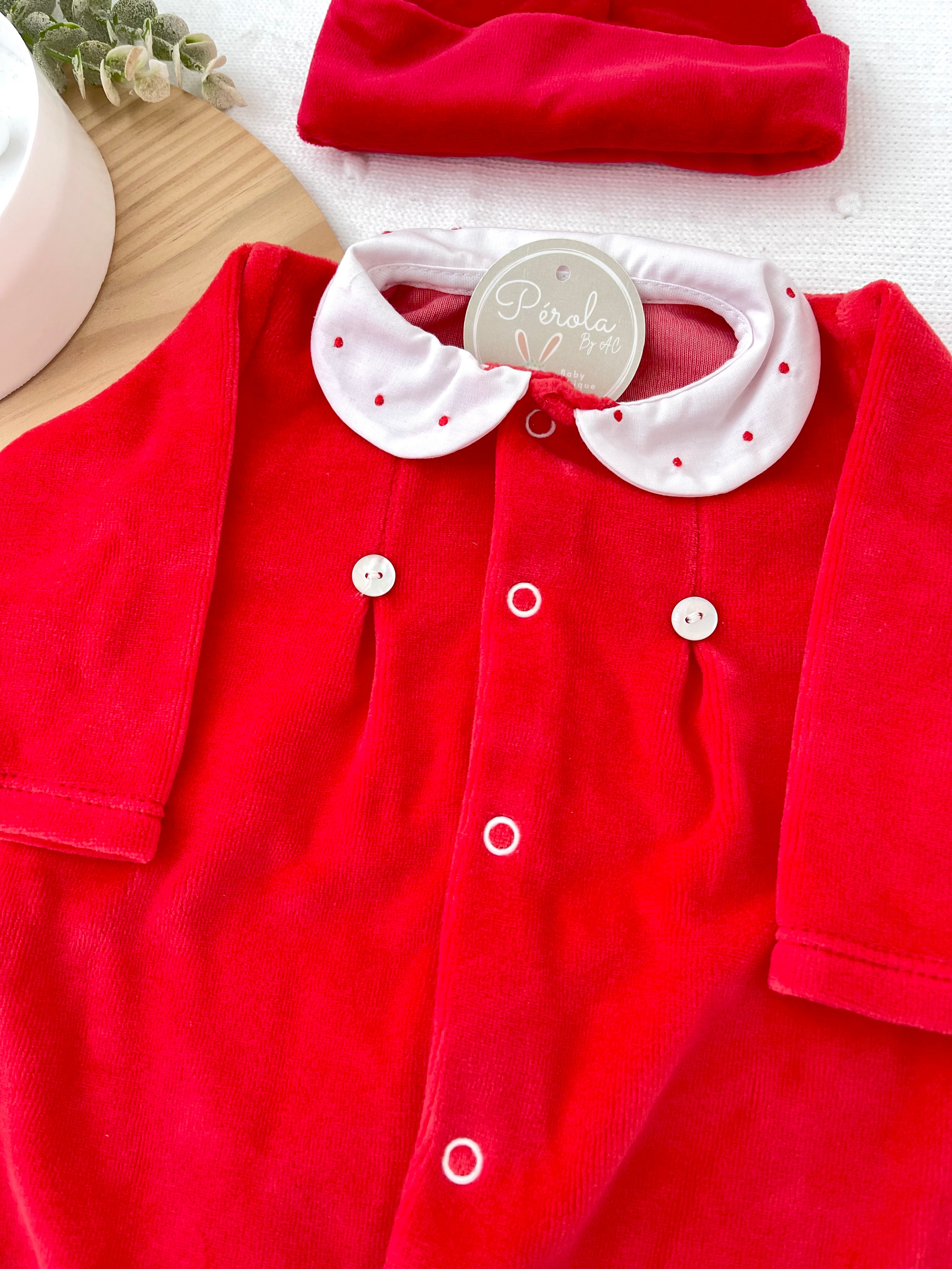 Babygrow veludo vermelho
