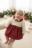 Vestido e touca de malha pérola