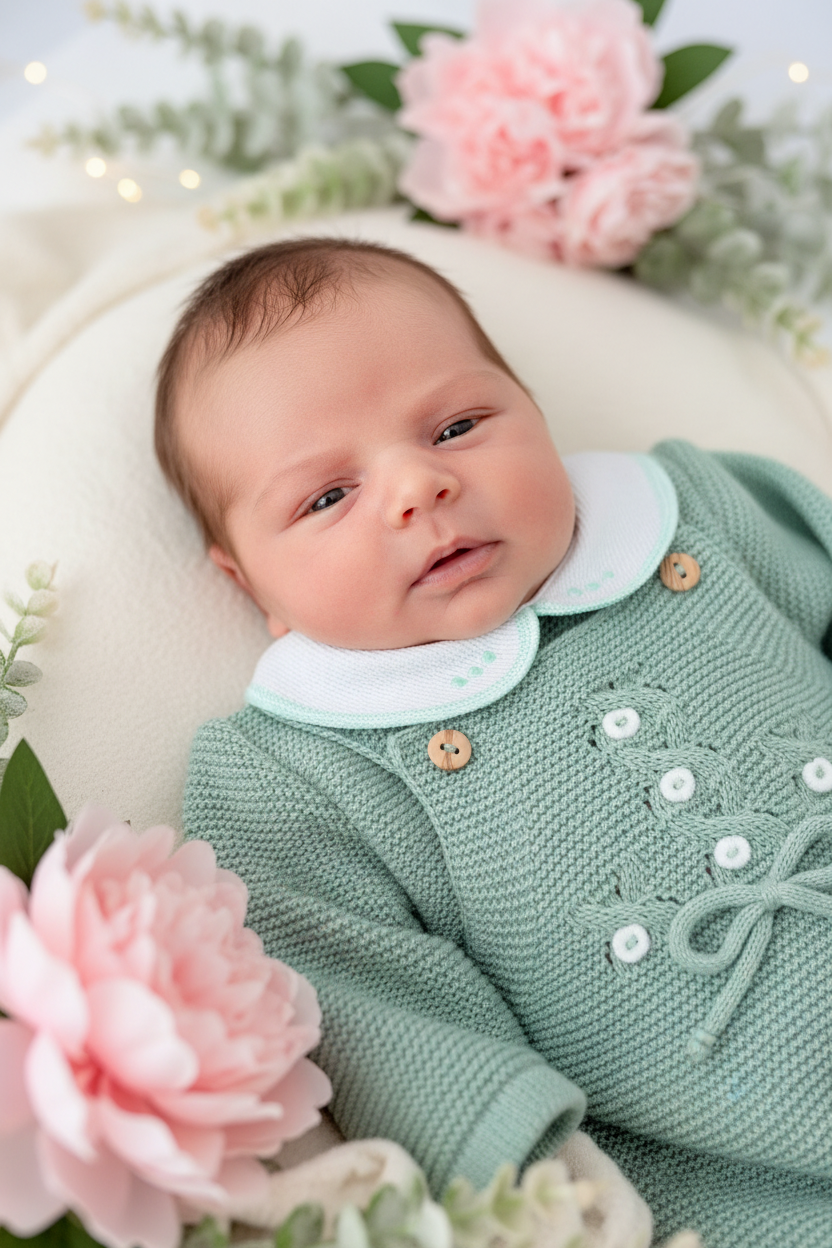 Saídas de maternidade: jardineiras, camisola e gorro outono inverno