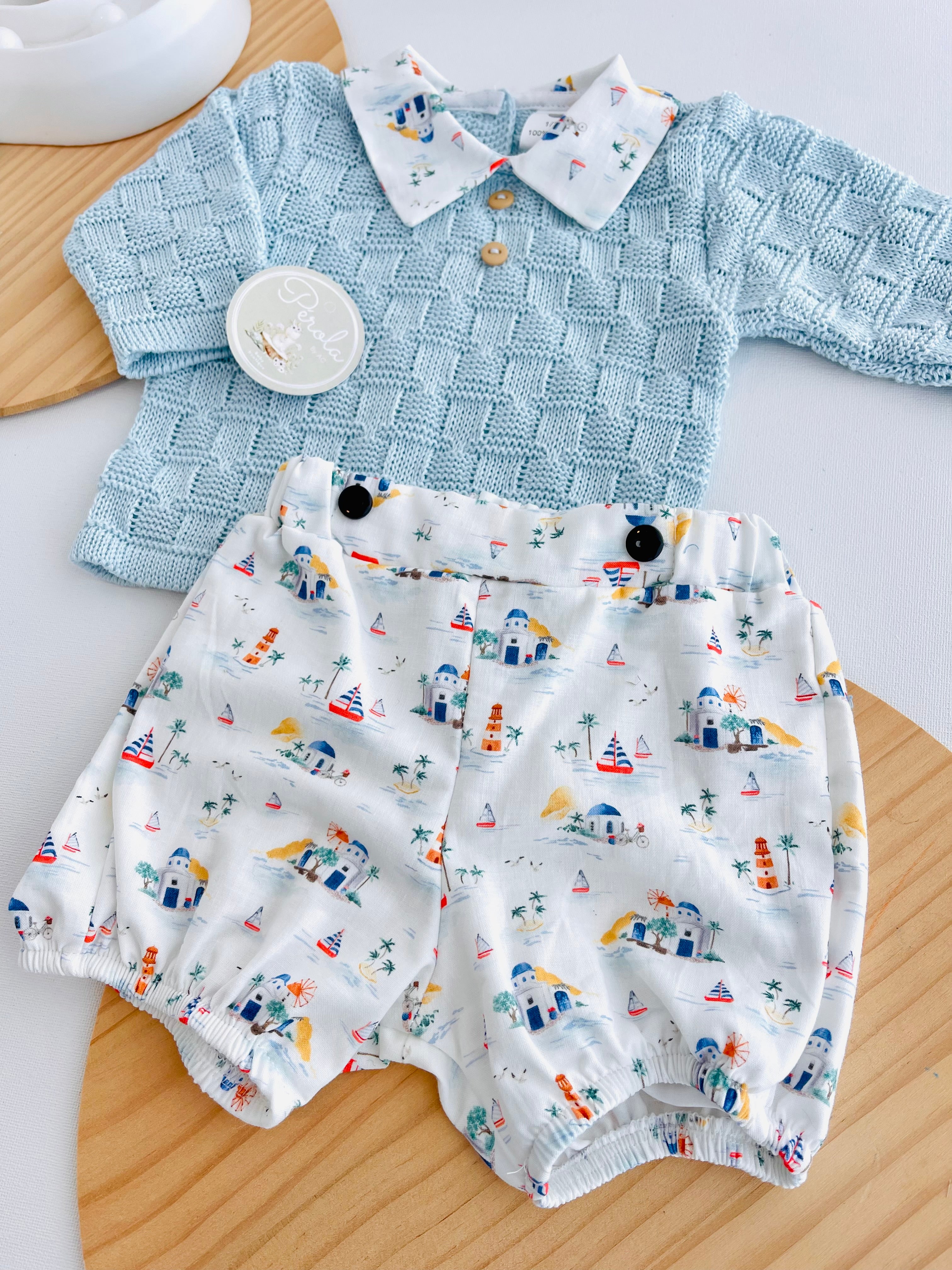 Conjunto barcos: Camisola e calções - Primavera Verão