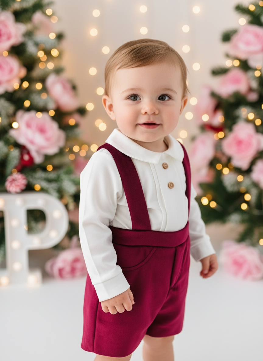 Conjunto premium em veludo: Calções com alças e camisa