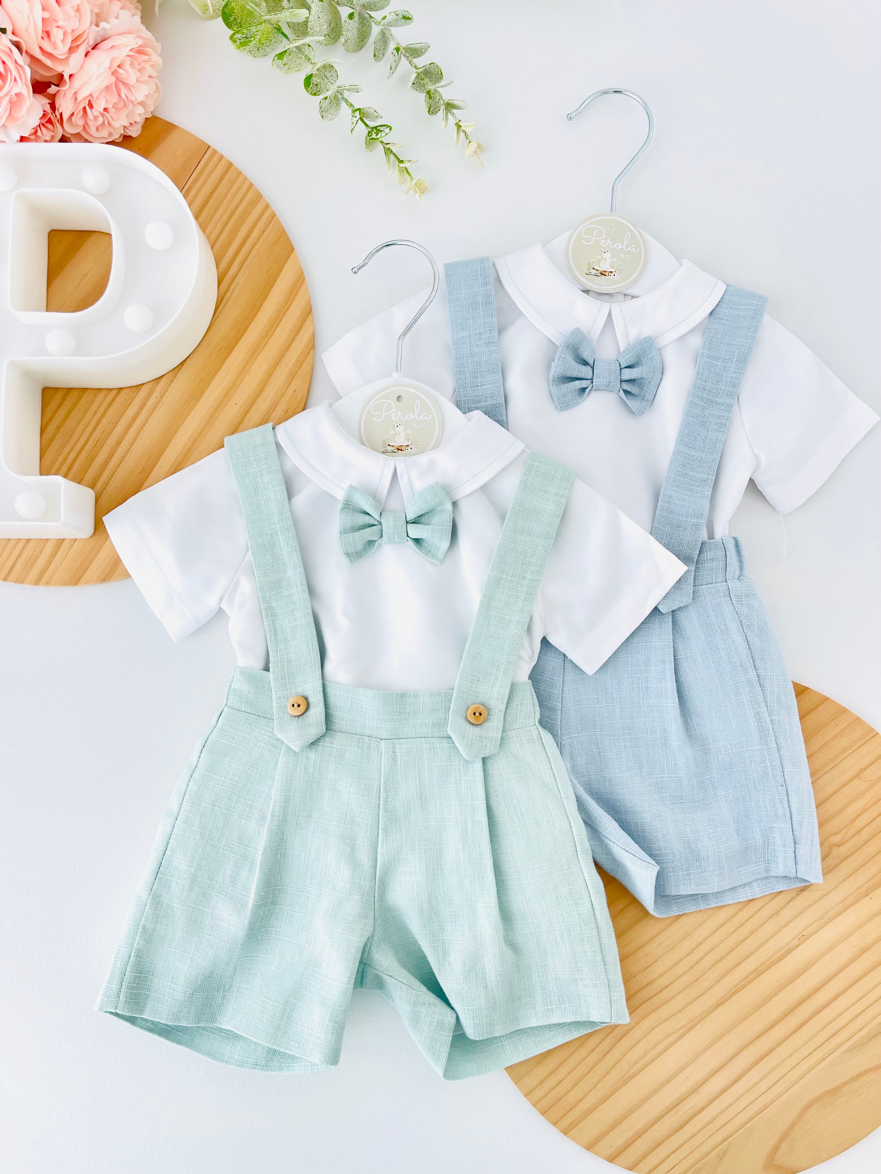 Roupa Batizado Menino Verde Conjunto Cerimónia Para Menino