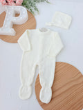 Babygrow e touca pérola em malha Outono Inverno