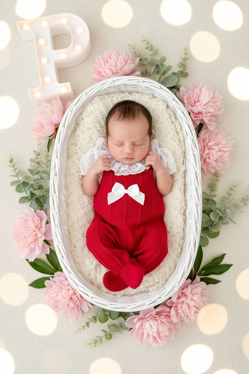 Saída de maternidade em vermelho: jardineiras e blusa
