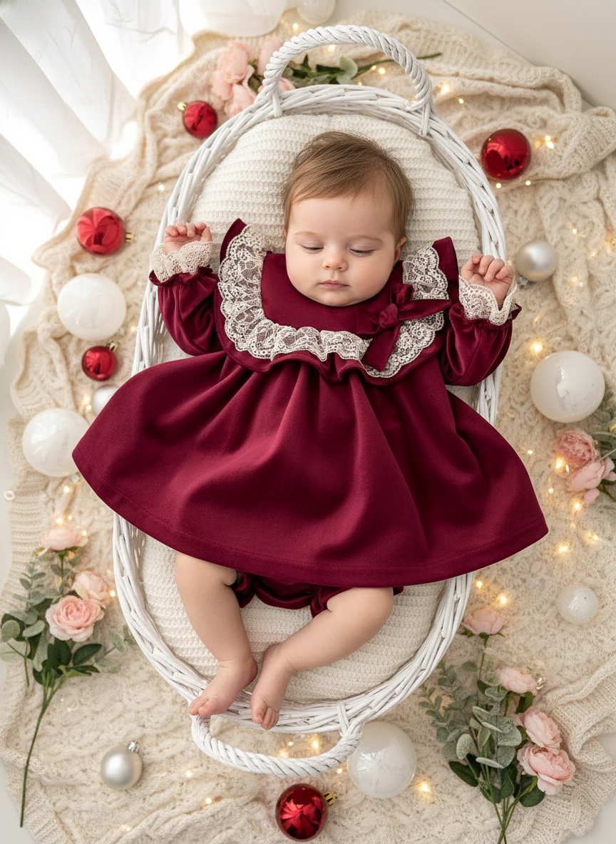 Vestido e tapa fraldas em veludo coleção premium