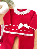 Conjunto rendinha vermelho: camisola, calças e touca