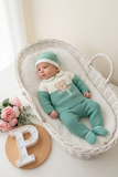 Conjunto malha ursinho: camisola, calças e gorro 0/3M