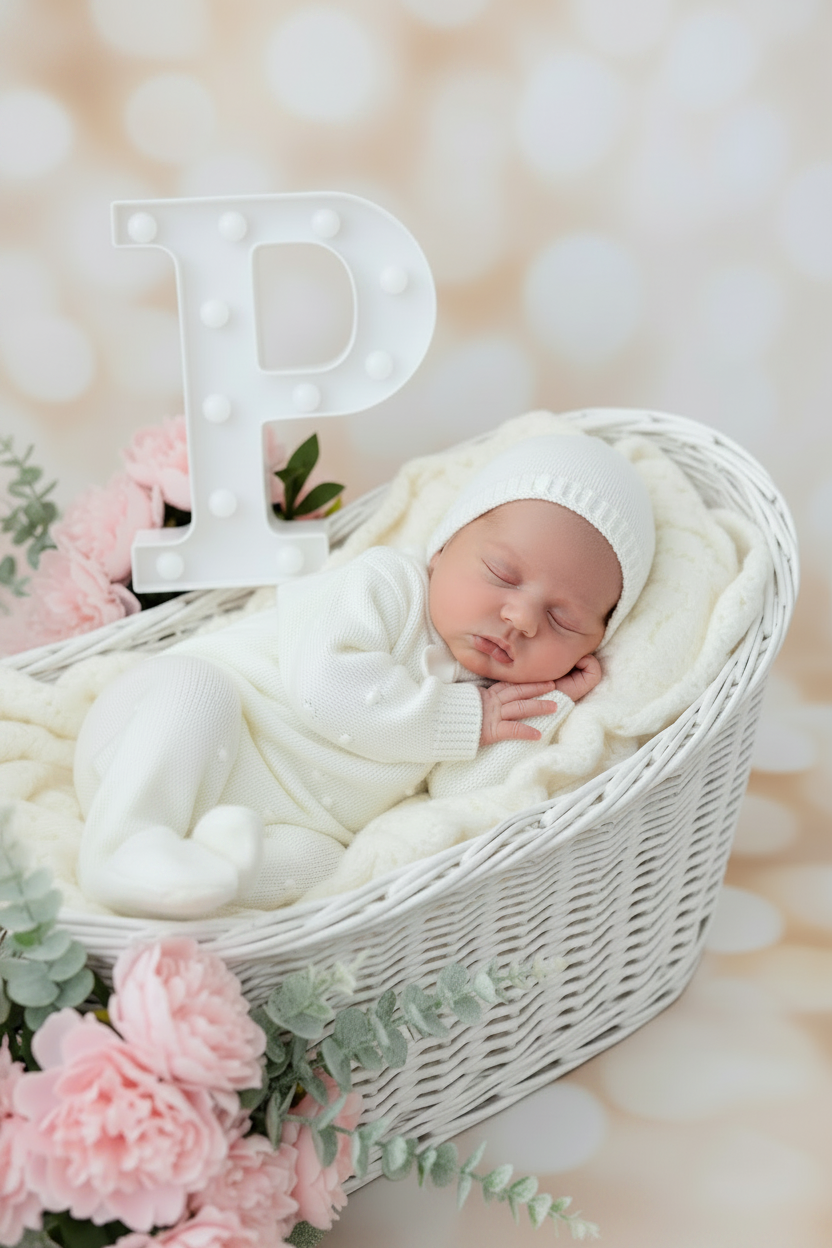 Babygrow e touca pérola em malha Outono Inverno