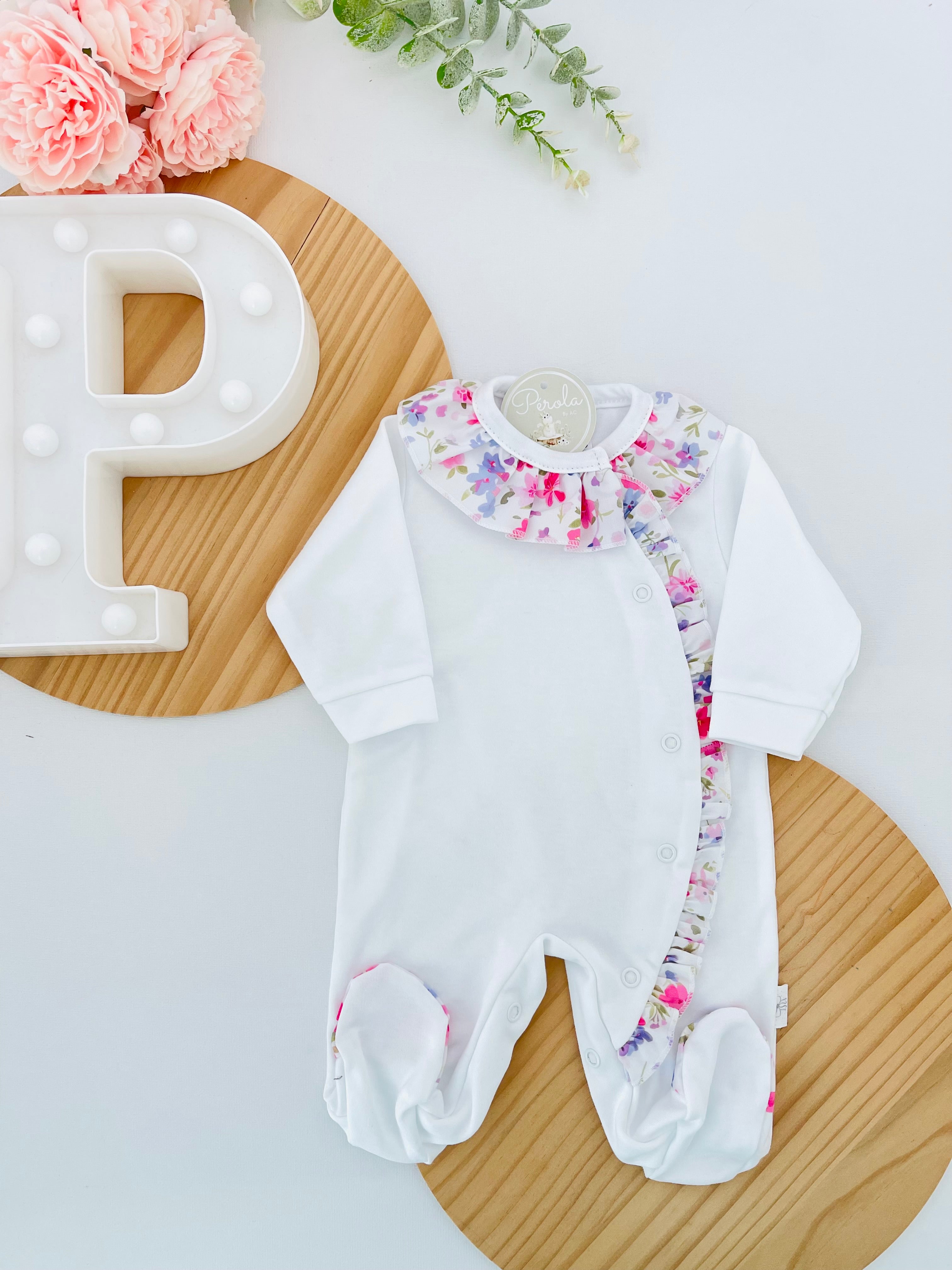 Babygrow em algodão - tema flores