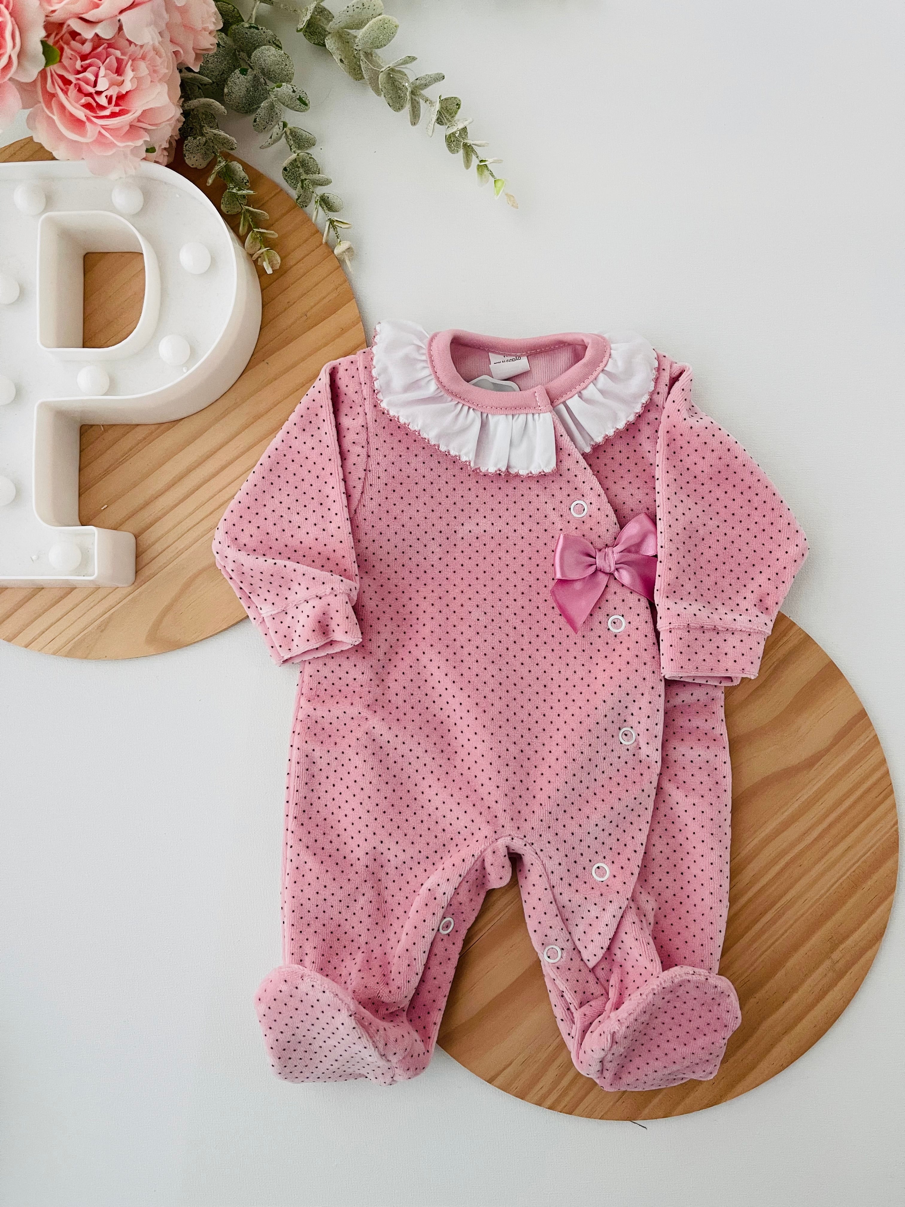 Babygrow pintinhas veludo com golinha