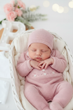 Pack saída de maternidade Rosa velho  5 peças: body, calças, jardineiras, camisola e gorro
