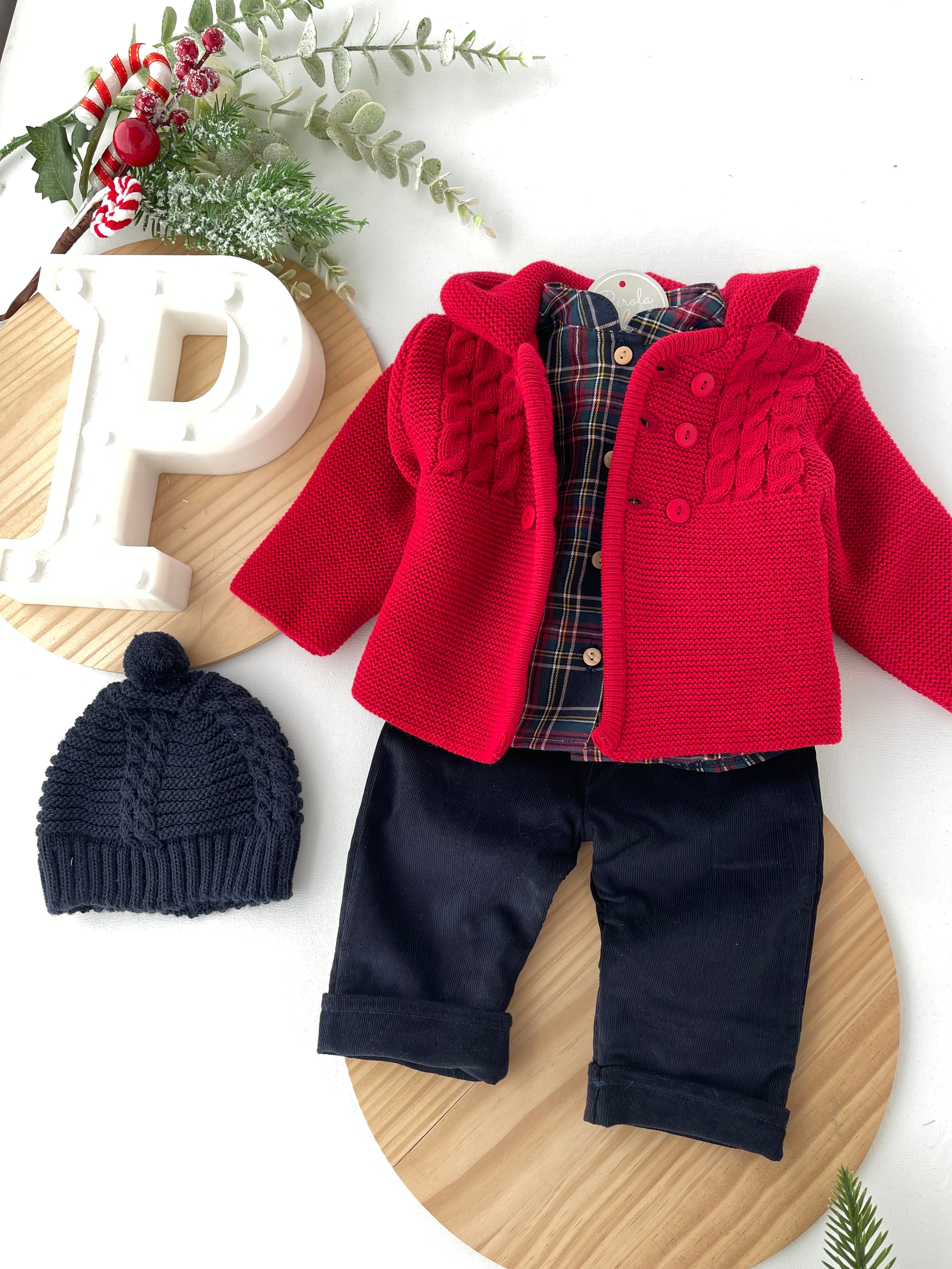 Conjunto xadrez: calças bombazine e camisa