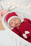 Pack saída de maternidade VERMELHO 5 peças: body, calças, jardineiras, camisola e gorro