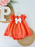 Conjunto Maria coral : vestido e tapa fraldas