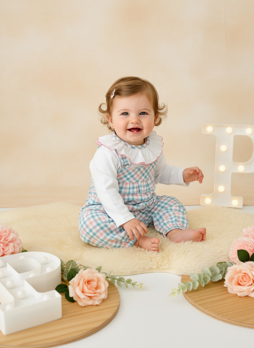 Conjunto jardineiras e camisola com golinha