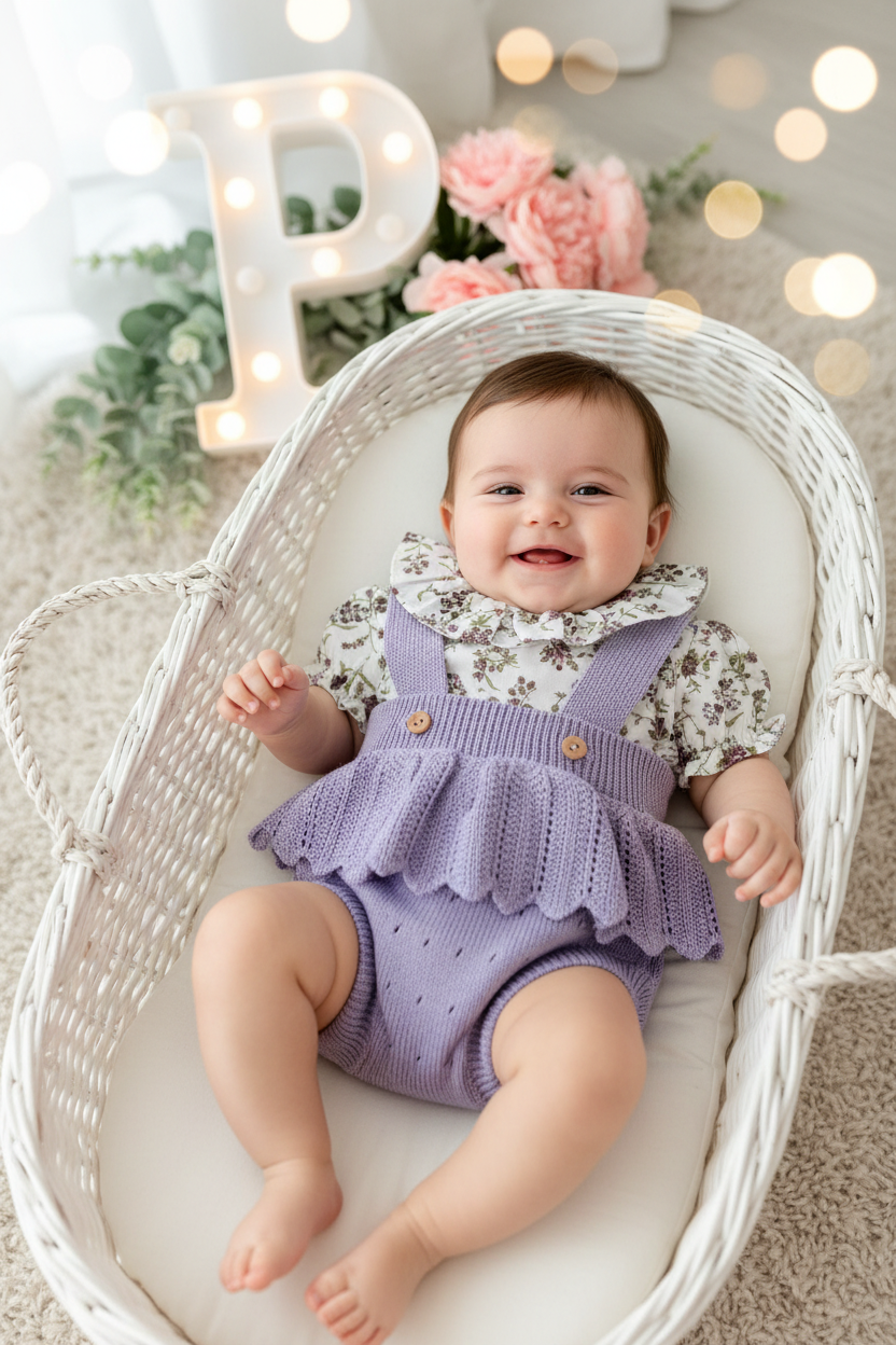Fofo e blusa tema flores lilás 3-12M