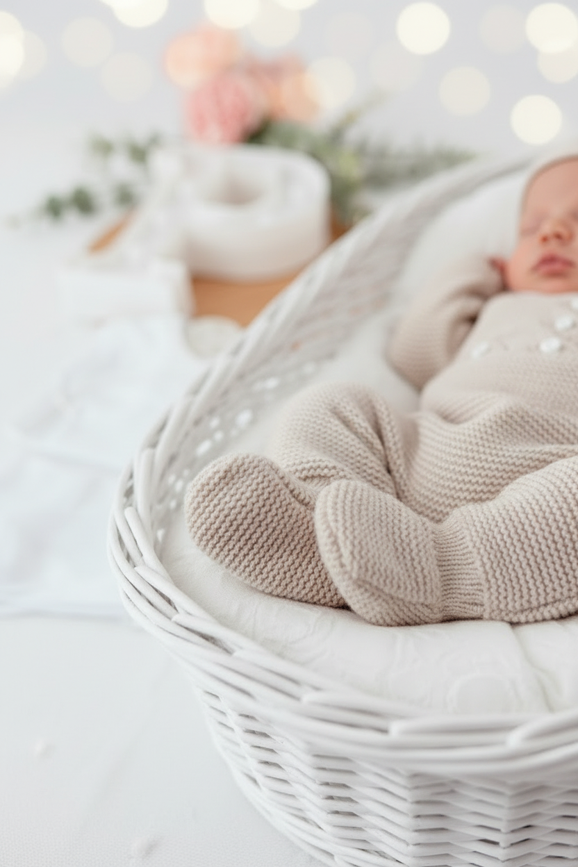 Pack saída de maternidade Bege 5 peças: body, calças, jardineiras, camisola e gorro