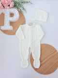 Babygrow e touca pérola em malha Outono Inverno