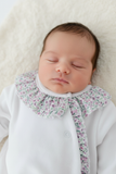 Babygrow tema flores em VELUDO Branco