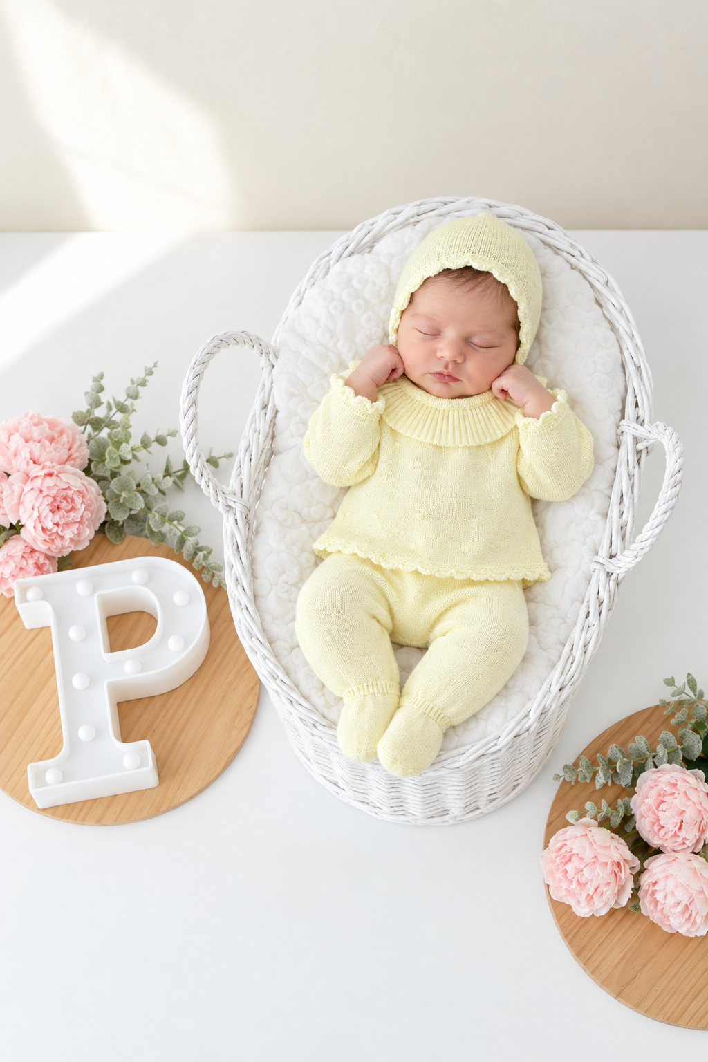 Conjunto doce ternura amarelo : camisola , calças e touca