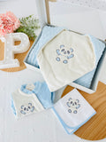 Pack panda em veludo: Babygrow, fralda e manta