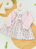 Conjunto: casaco, vestido e camisola com golinha
