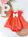Conjunto Maria coral : vestido e tapa fraldas