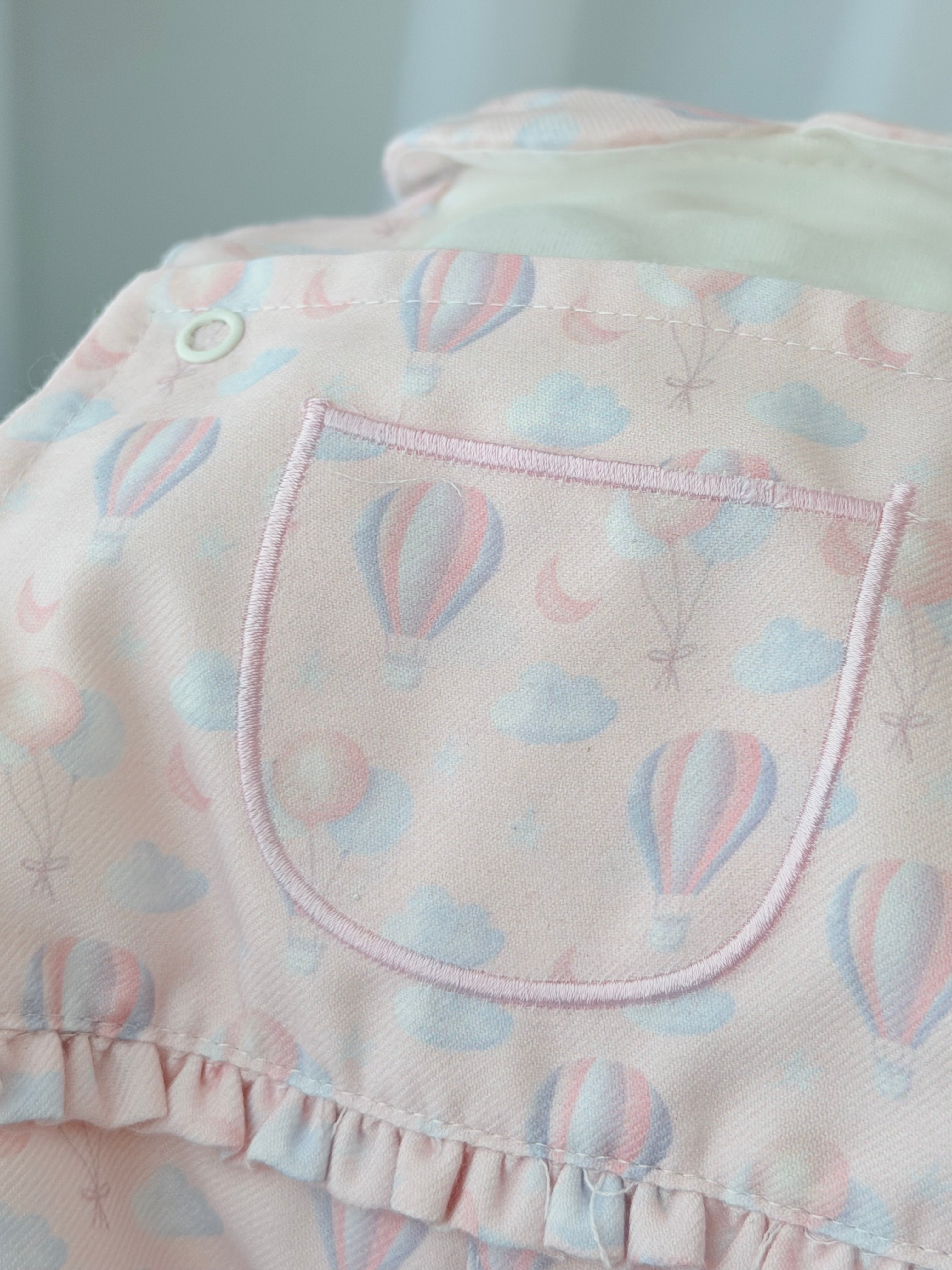 Conjunto balões rosa: Jardineiras forradas e camisola Outono Inverno