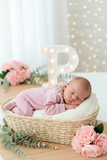 Babygrow Rosa velho tema flores em algodão