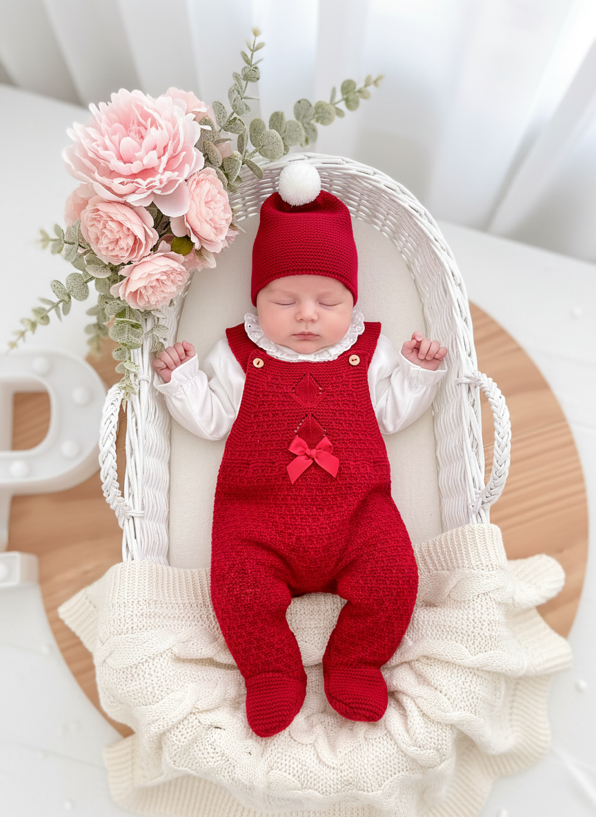 Saída maternidade em vermelho menina- Outono Inverno