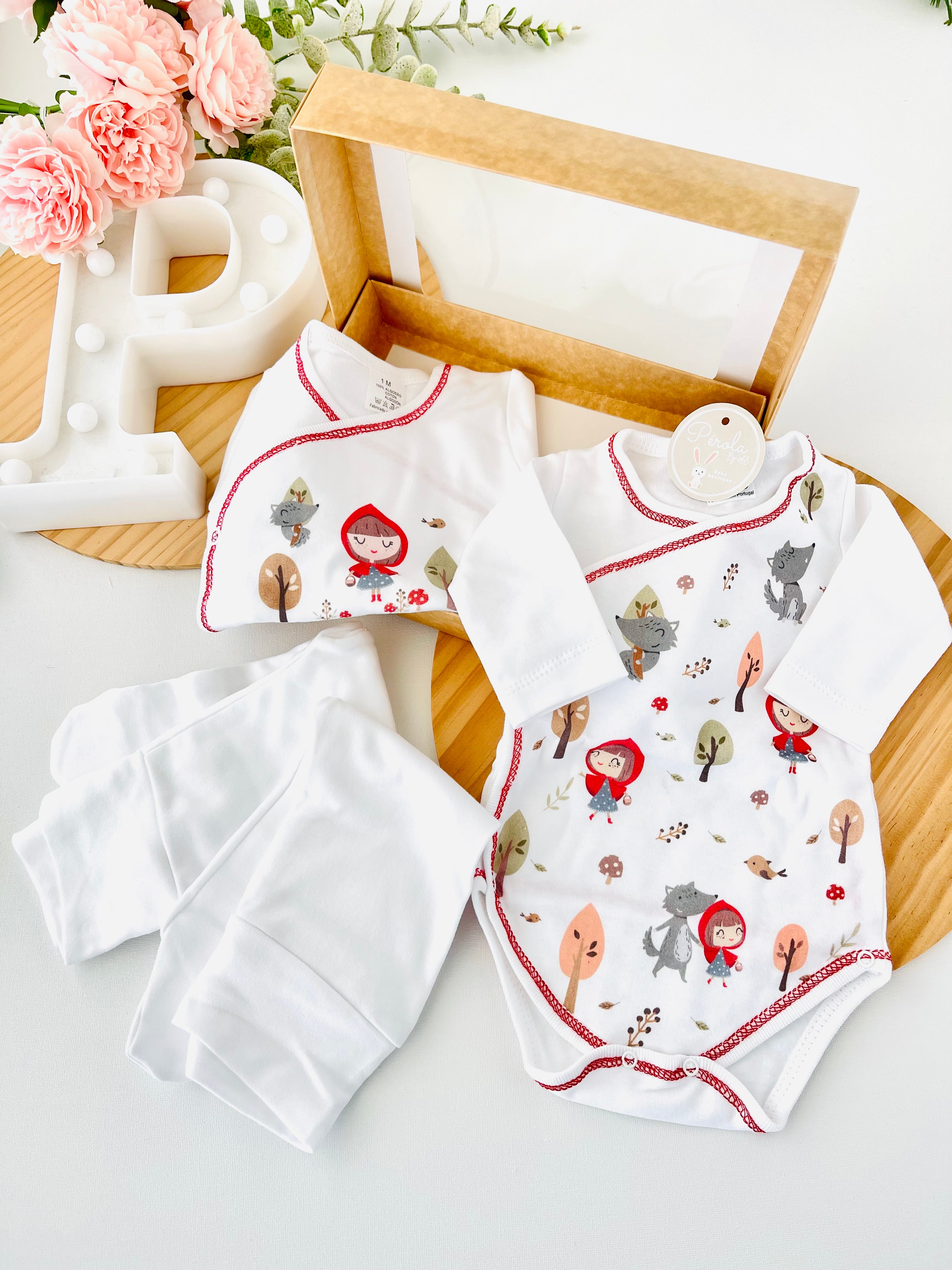 Pack capuchinho vermelho: bodies e 2 calças com carda