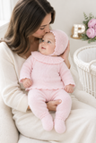 Conjunto doce ternura rosa : camisola , calças e touca