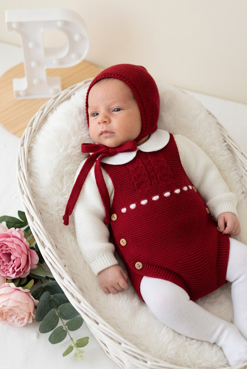 Fofo, camisola e touca vermelho 1M