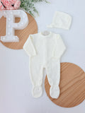 Babygrow e touca pérola em malha Outono Inverno