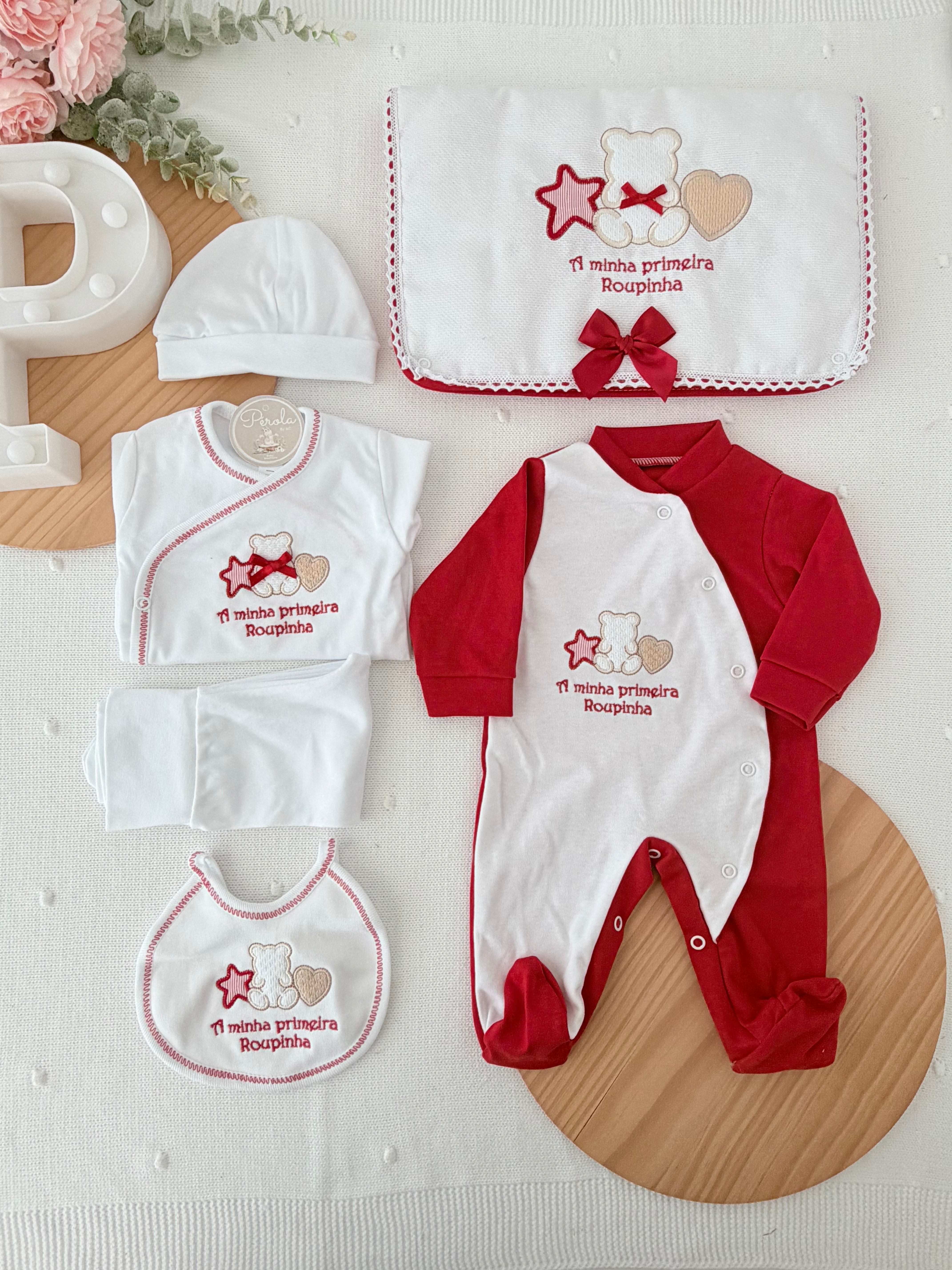 Conjunto primeira roupinha em vermelho - 6 peças