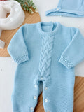 Babygrow e touca azul- saída de maternidade