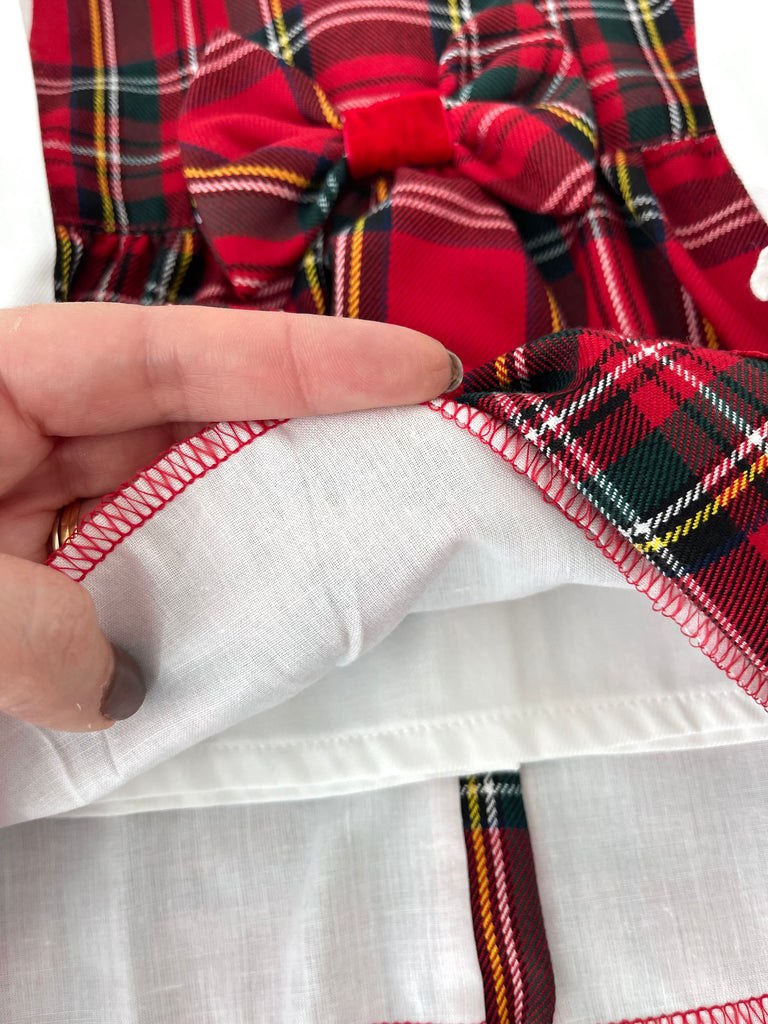 Conjunto Menina Tartan Vermelho e Preto - Vestido, Blusa e Bóina