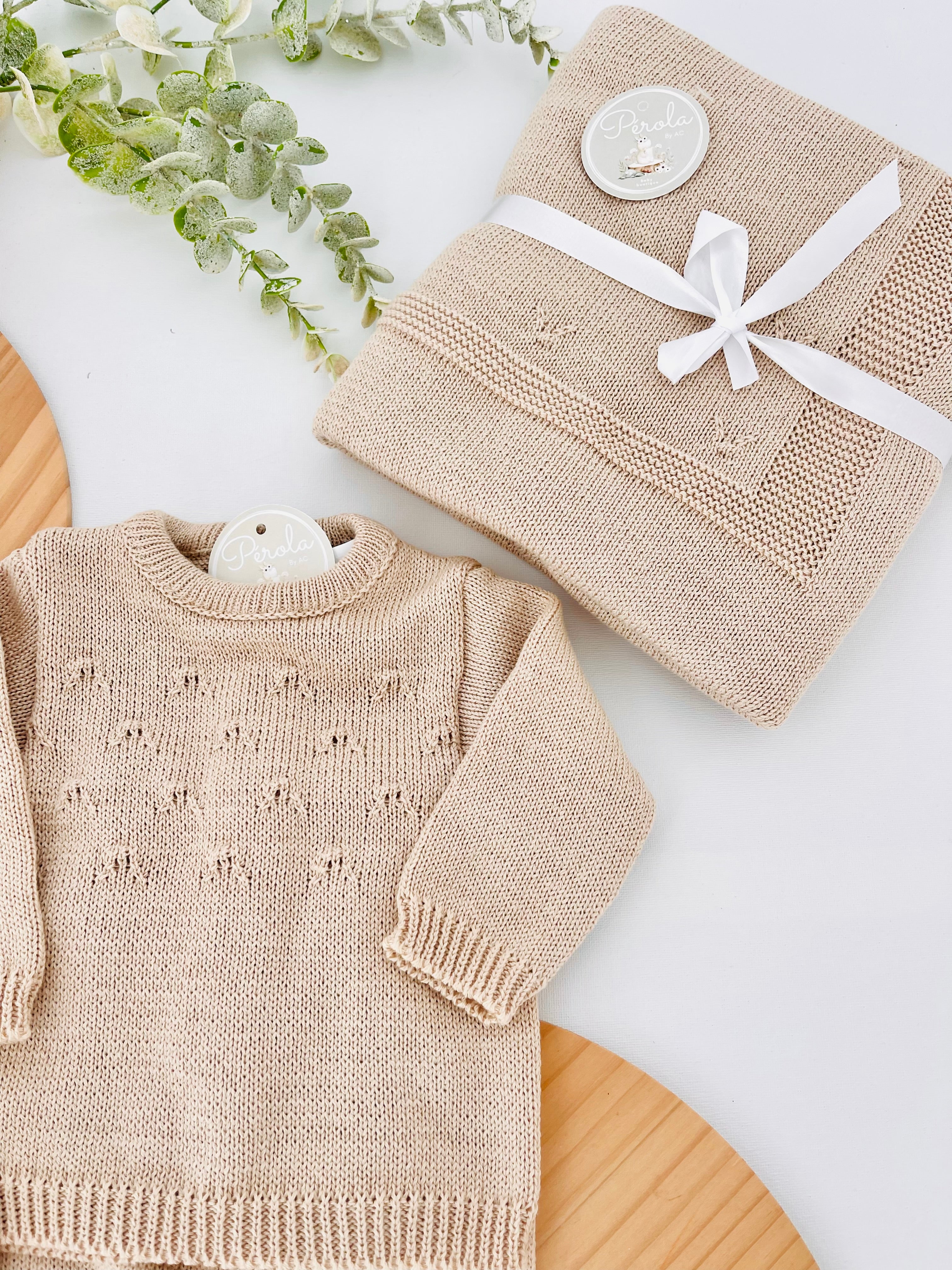 Pack Amorzinho ❤️ Saída de maternidade 4 peças: manta, camisola, calças e gorro