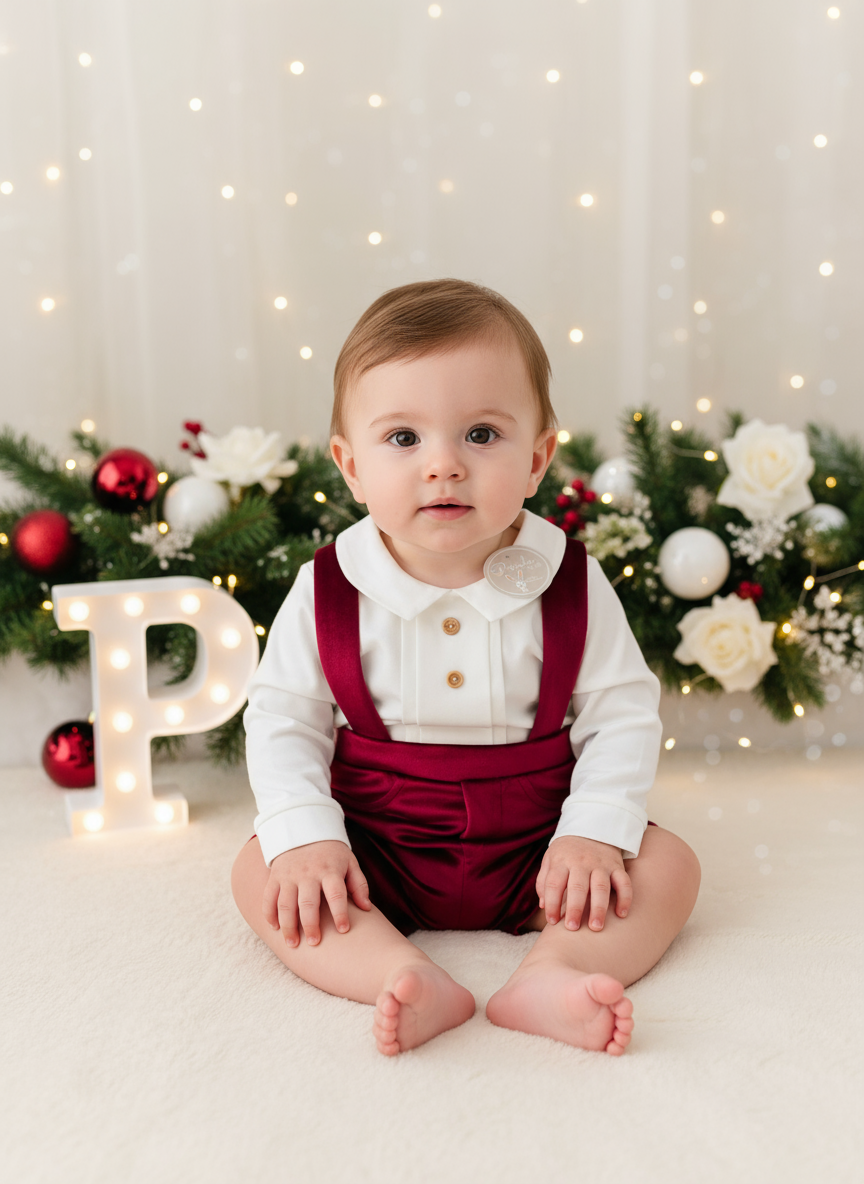 Conjunto premium em veludo: Calções com alças e camisa