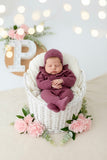 Babygrow e touca Berinjela em malha Outono Inverno