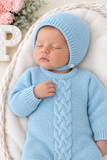 Babygrow e touca azul- saída de maternidade