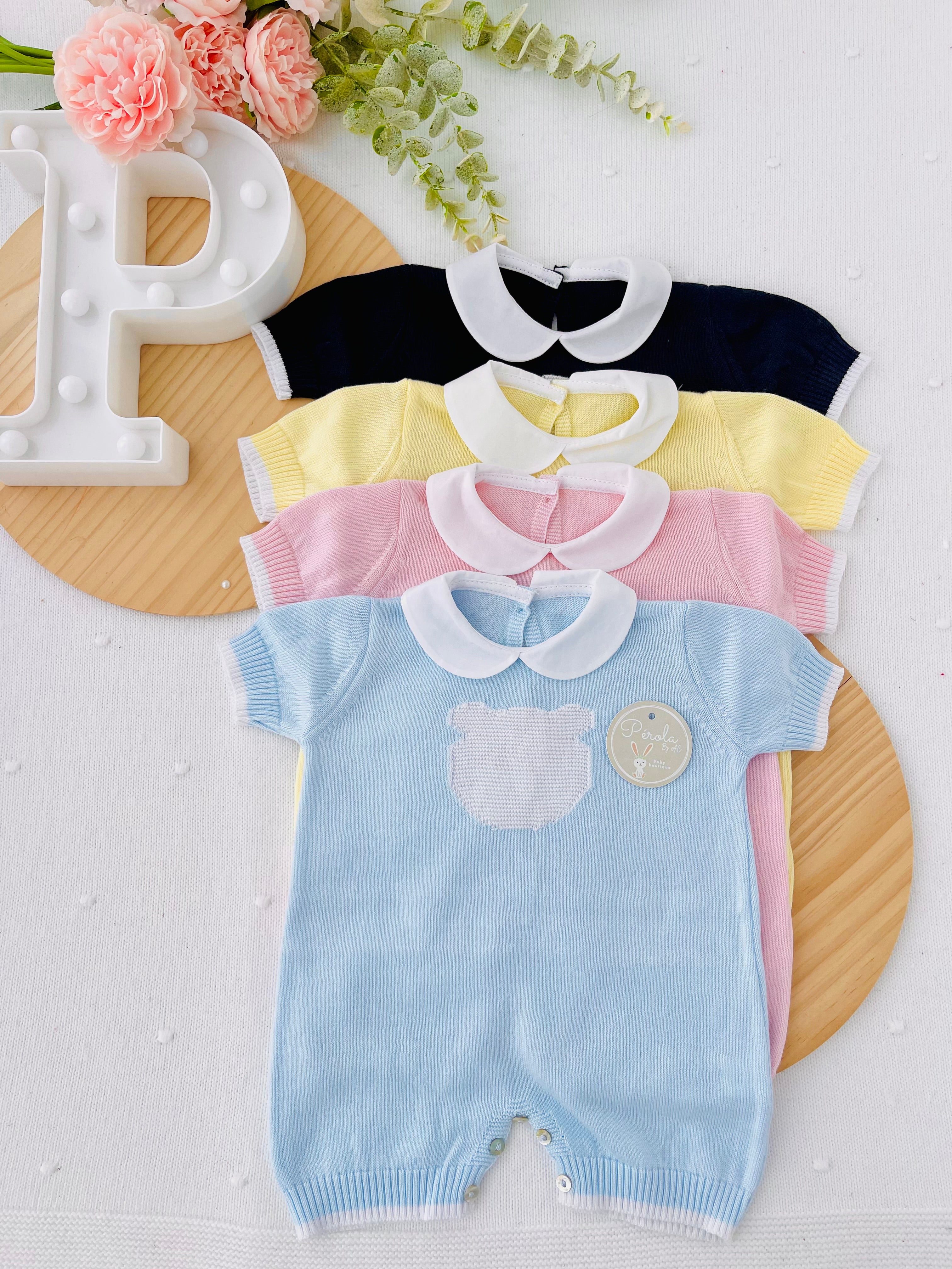 Macacão ursinho malha de algodão