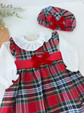 Conjunto xadrez : vestido, blusa e bóina versão2