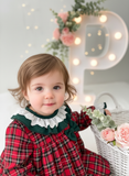 Vestido tartan com detalhes em verde