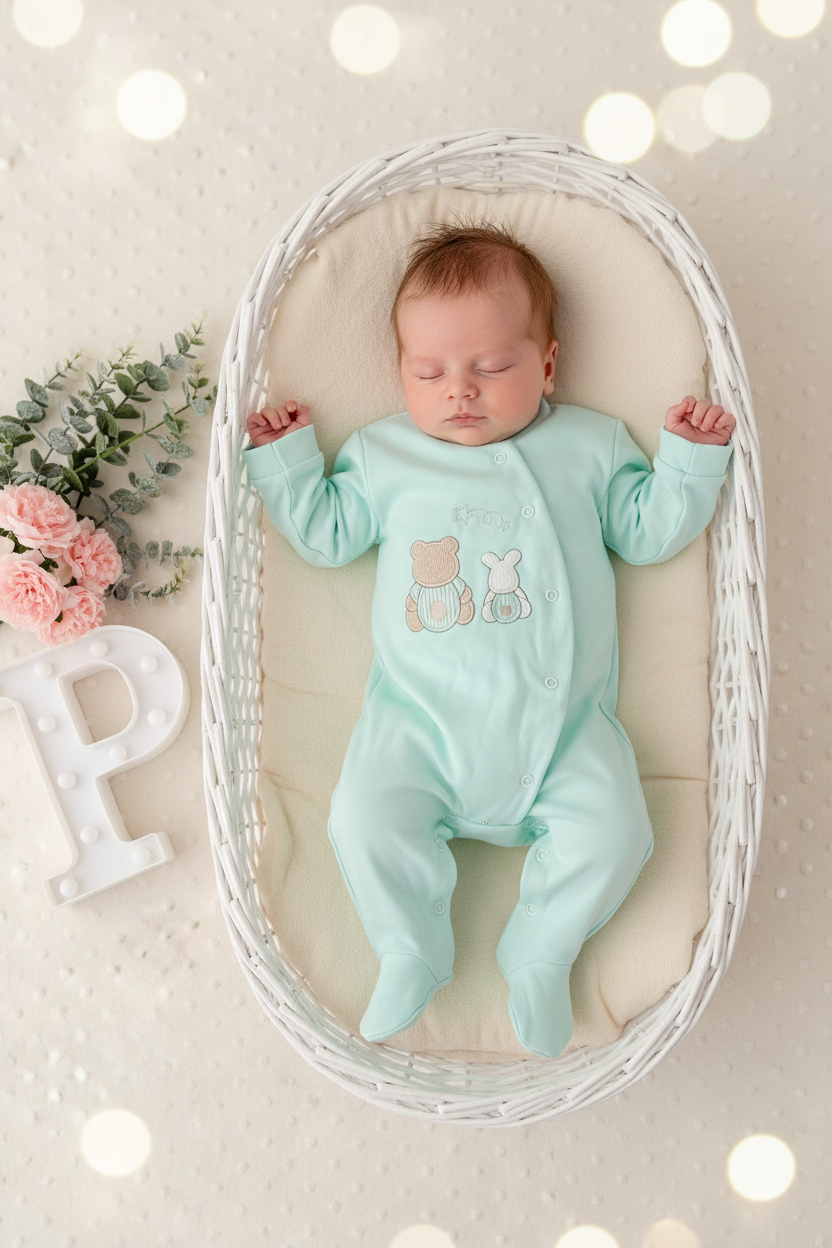 Babygrow algodão unissexo 3m 6m 9m e 12m