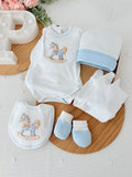 Pack interiores cavalinho: body, calças, gorro, luvas e babete