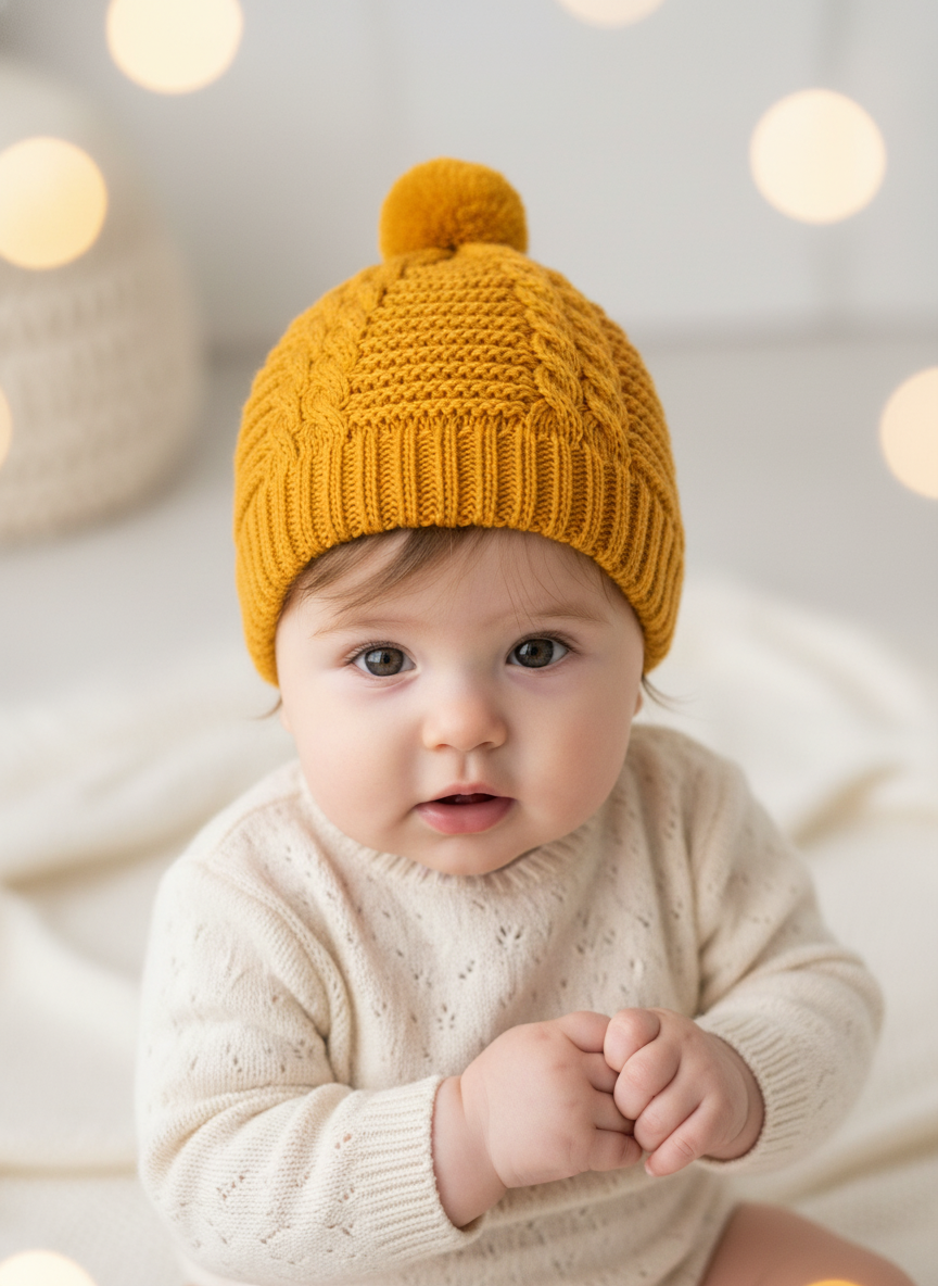 Gorro em malha com pompom
